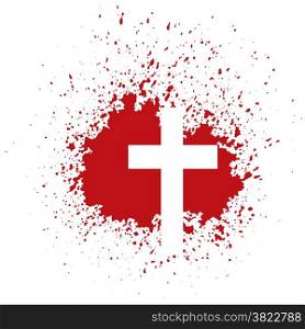 illustration with bloody cross on white background