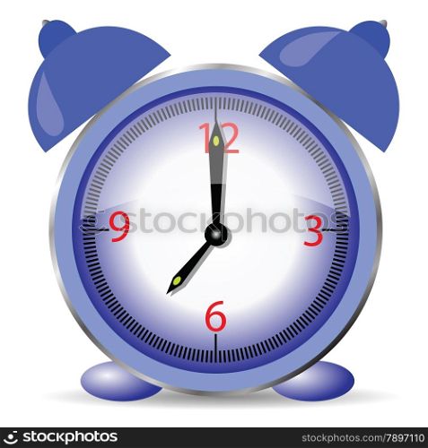 illustration with blue alarm clock isolated on white background