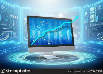 Illustration with business charts - 3d rendering
