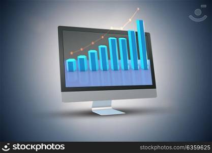 Illustration with business charts - 3d rendering