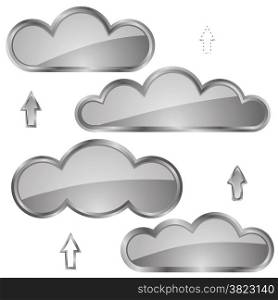 illustration with clouds icons on white background