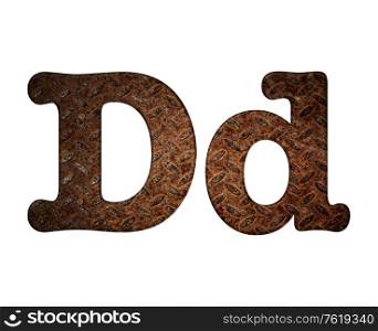 Illustration with D letter in rusty metal.