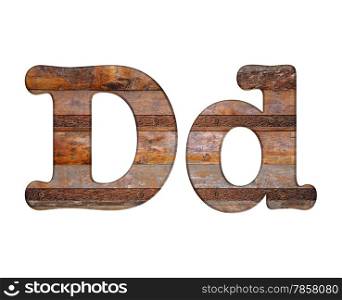 Illustration with D letter in wooden and rusty metal.