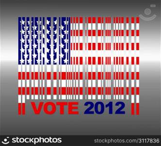 Illustration with flag barcode Usa and presidental election 2012.