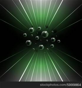 Illustration with glowing lines and 3d spheres, abstract futuristic background for various design artworks.