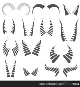 illustration with grey silhouettes horns on white background