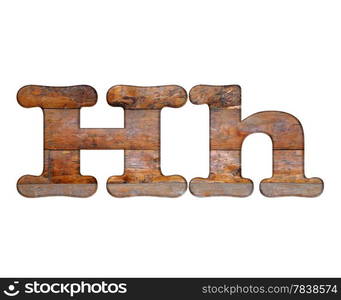 Illustration with H letter in wooden on white background.