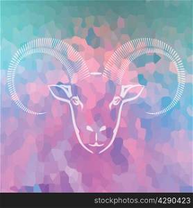 illustration with head of ram on a colorful background