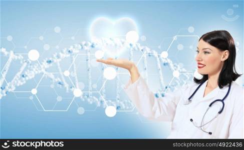 Illustration with heart beat. Illustration with medical background having heart beat, doctor and stethoscope