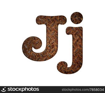 Illustration with J letter in rusty metal.