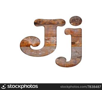 Illustration with J letter in wooden on white background.