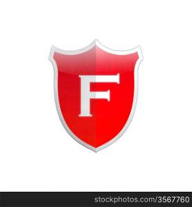 Illustration with letter F secure shield on white background.