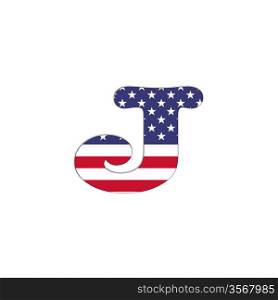 Illustration with letter J USA Abc flag on white background.