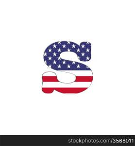 Illustration with letter S USA Abc flag on white background.
