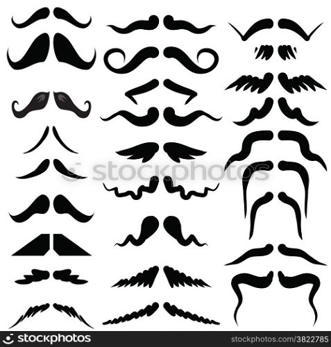 illustration with moustaches silhouettes on white background