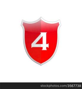 Illustration with number 4 secure shield on white background.