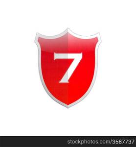 Illustration with number 7 secure shield on white background.
