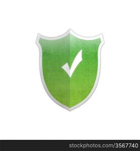 Illustration with Ok sign secure shield on white background.
