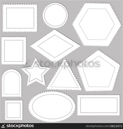 illustration with postage stamps on grey background