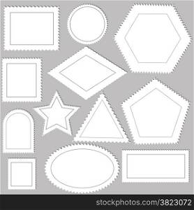 illustration with postage stamps on grey background