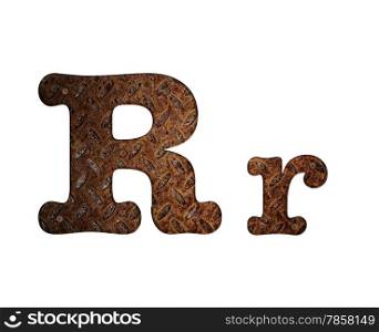 Illustration with R letter in rusty metal.