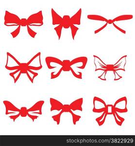 illustration with red bows set on white background