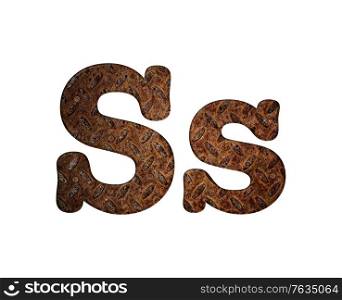 Illustration with S letter in rusty metal.