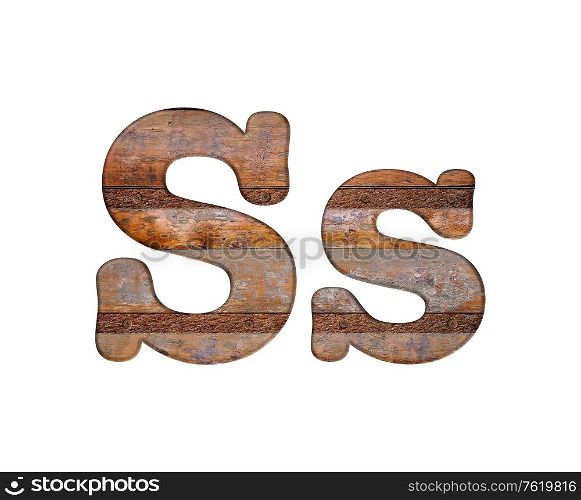 Illustration with S letter in wooden and rusty metal.