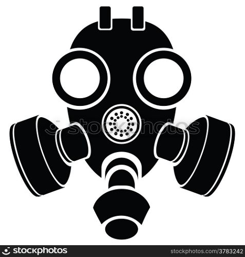 illustration with silhouette of gas mask on a white background for your design