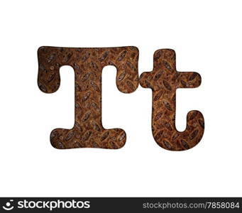 Illustration with T letter in rusty metal.