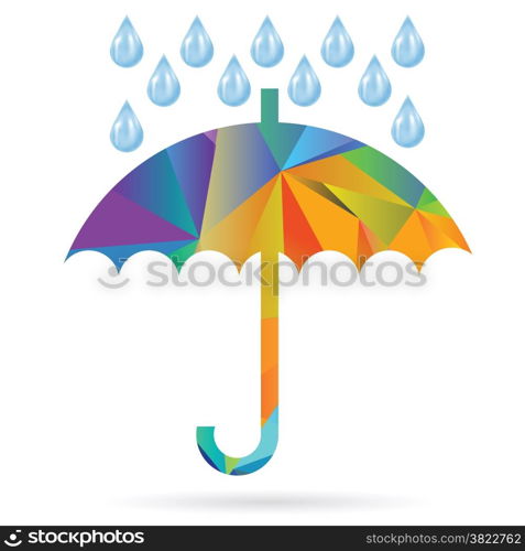 illustration with umbrella colored polygonal silhouette on white background