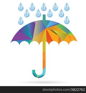 illustration with umbrella colored polygonal silhouette on white background