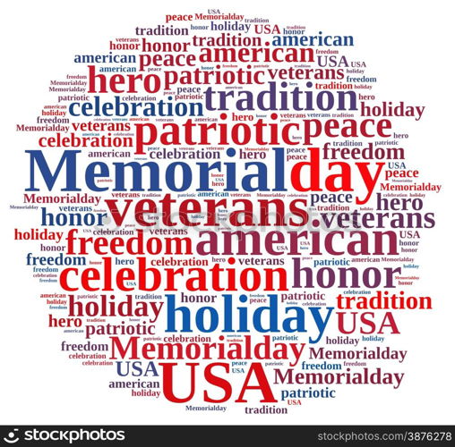 Illustration with word cloud about Memorial day.