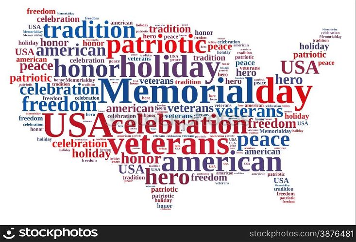 Illustration with word cloud about Memorial day.