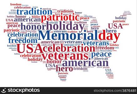 Illustration with word cloud about Memorial day.