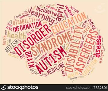 Illustration with word cloud on disease Autism