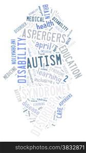 Illustration with word cloud on disease Autism