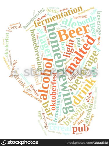 Illustration with word cloud on homebrewing beer