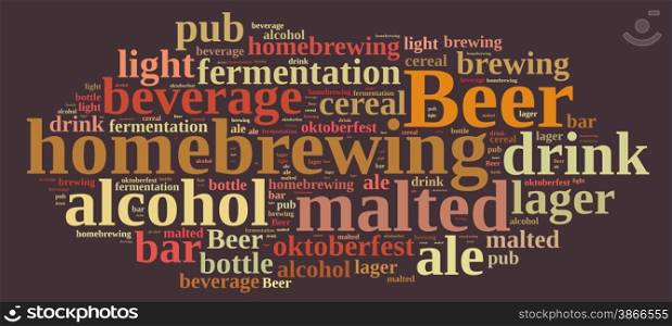 Illustration with word cloud on homebrewing beer