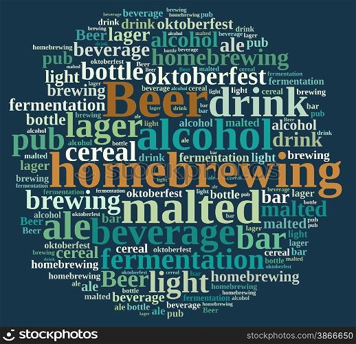Illustration with word cloud on homebrewing beer