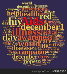 Illustration with word cloud on International AIDS Day.