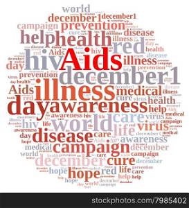 Illustration with word cloud on International AIDS Day.