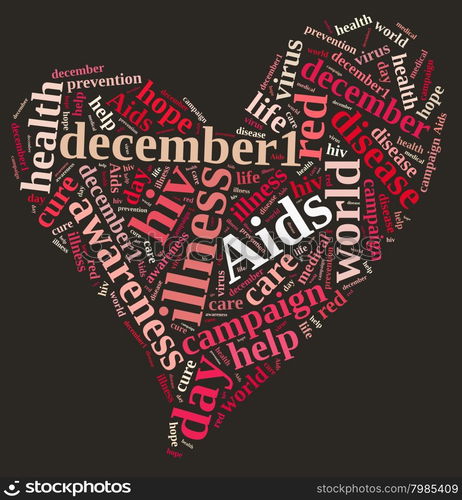 Illustration with word cloud on International AIDS Day.