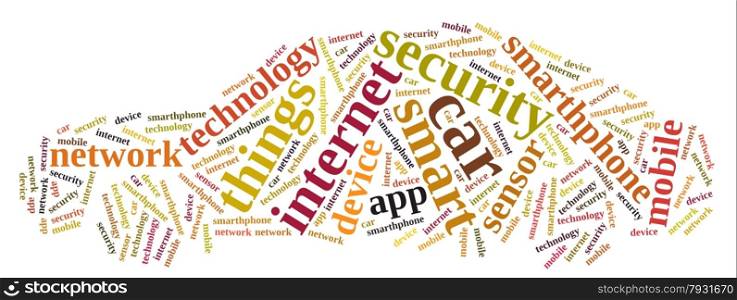 Illustration with word cloud on internet of things in the car