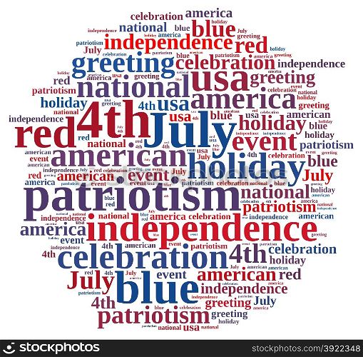 illustration with word cloud on July 4th party.