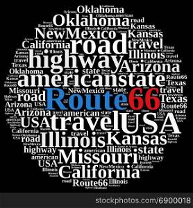 Illustration with word cloud on Route 66.