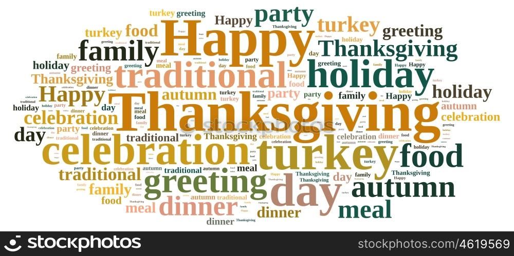 Illustration with word cloud on Thanksgiving.