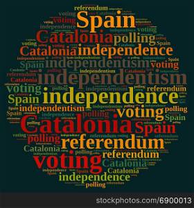 Illustration with word cloud on the referendum in Catalonia, Spain.