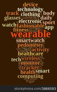 Illustration with word cloud on Wearable technology