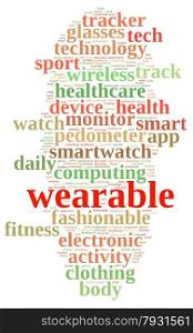 Illustration with word cloud on Wearable technology